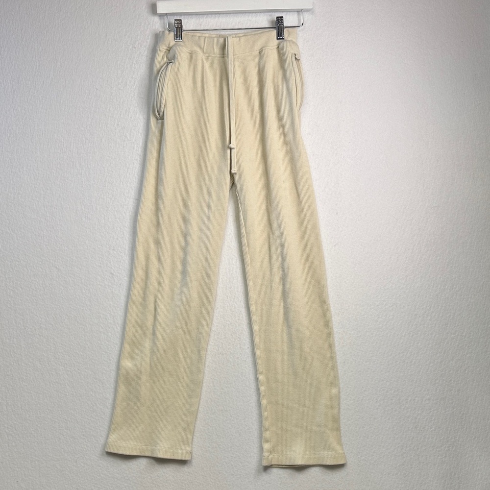 SKIMS Waffle Knit Loose Pant Off White Cream, Small